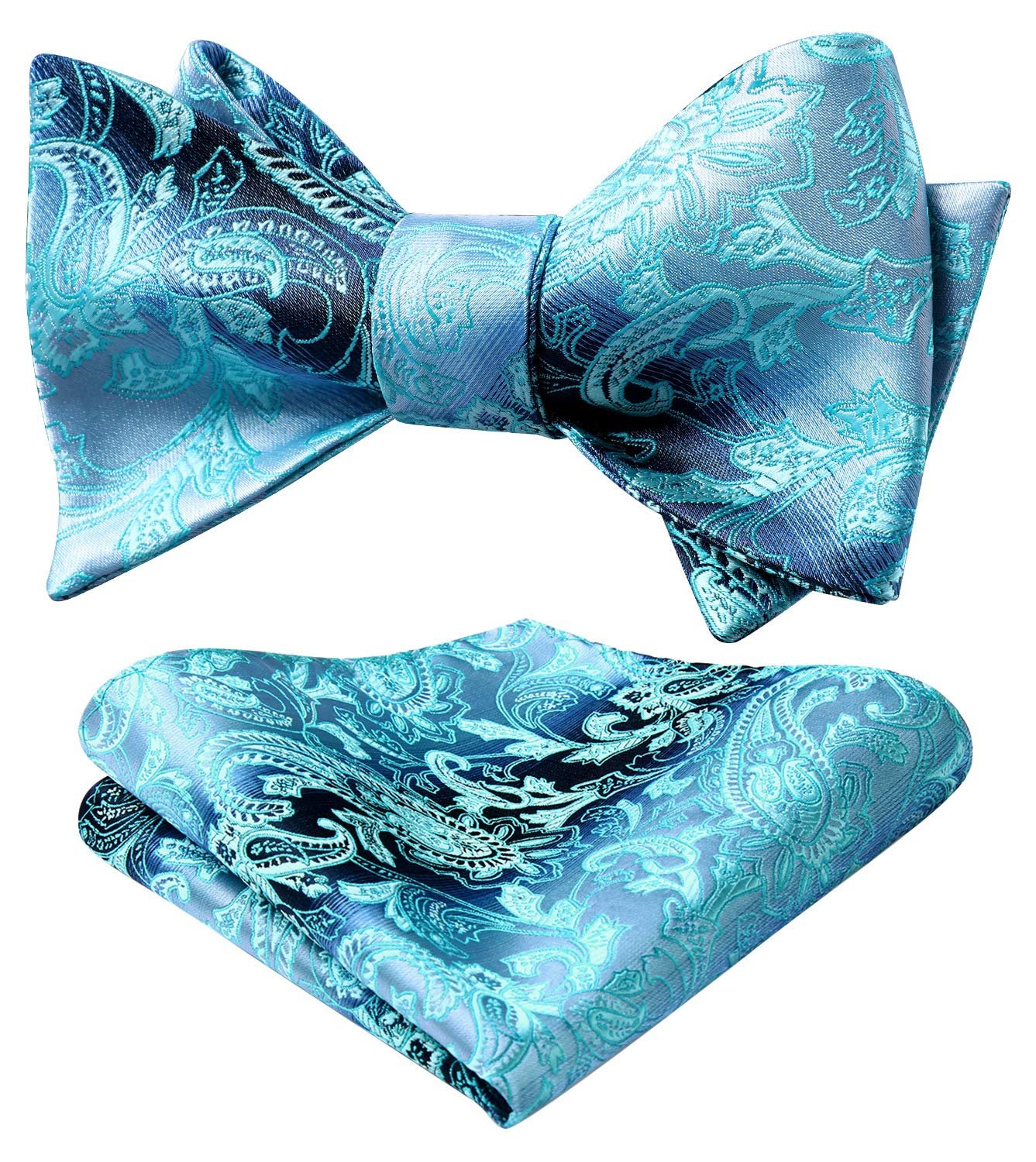 HISDERN Classic White Bow Tie and Pouch Set for Men Wedding ...