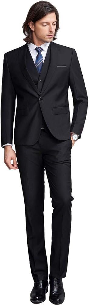HOTK Men Suits Custom Solid 3 pieces Wedding Groom Tuxedos ...