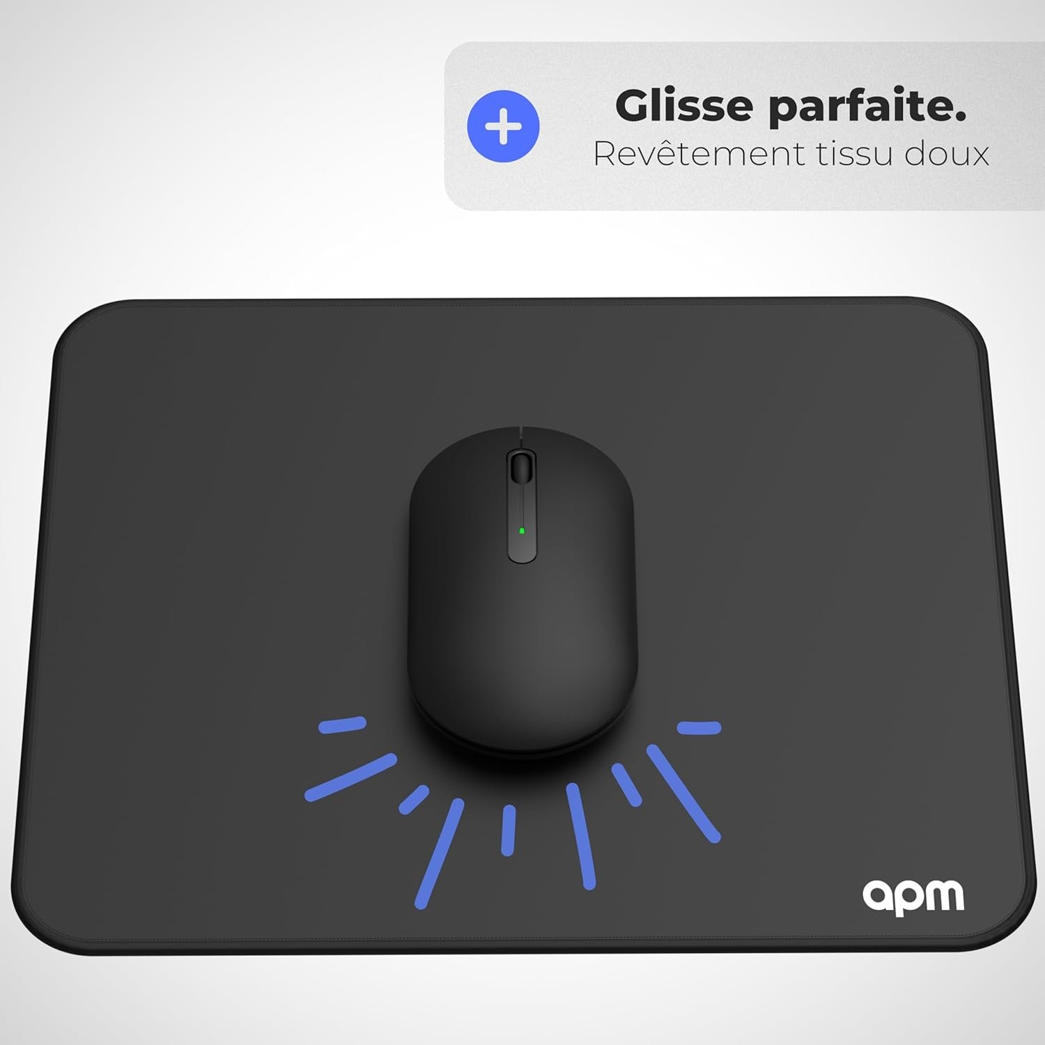APM Tapis de Souris Gaming Noir Surface Lisse