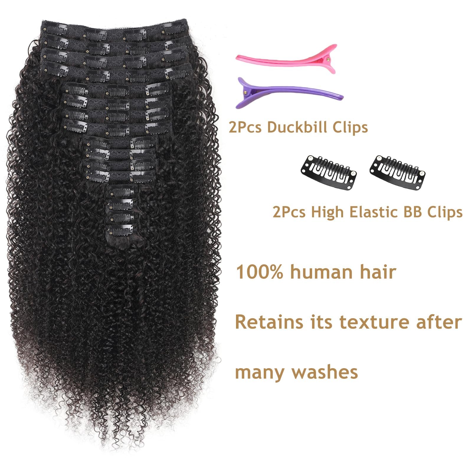 Kinky-curly Human Hair Clips