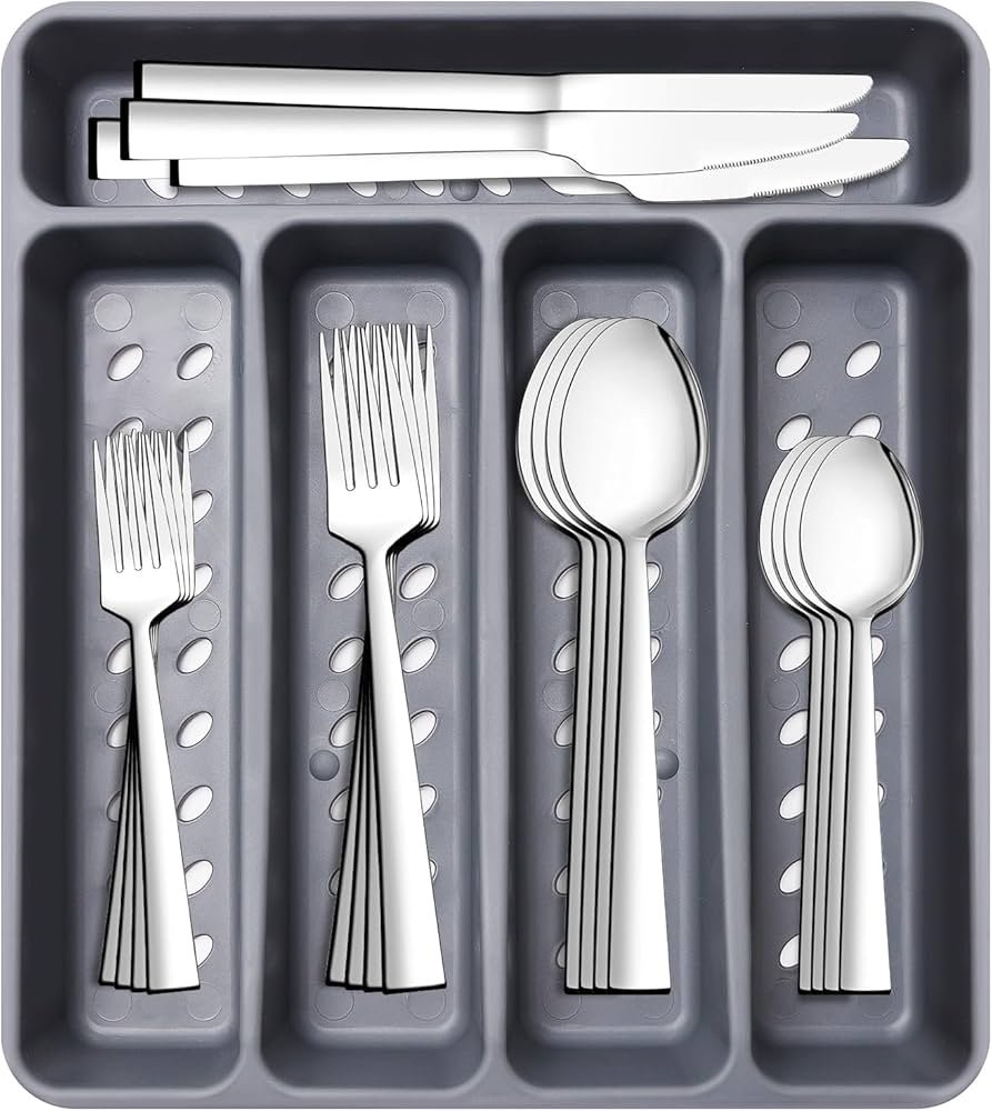 Kitchen Tableware Set, Stainless Steel Forks Knives Spoons Cutlery ...
