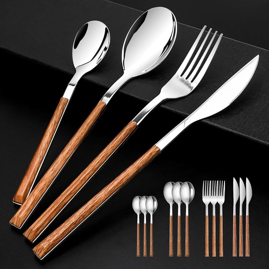 Kitchen Tableware Set, Stainless Steel Forks Knives Spoons Cutlery ...