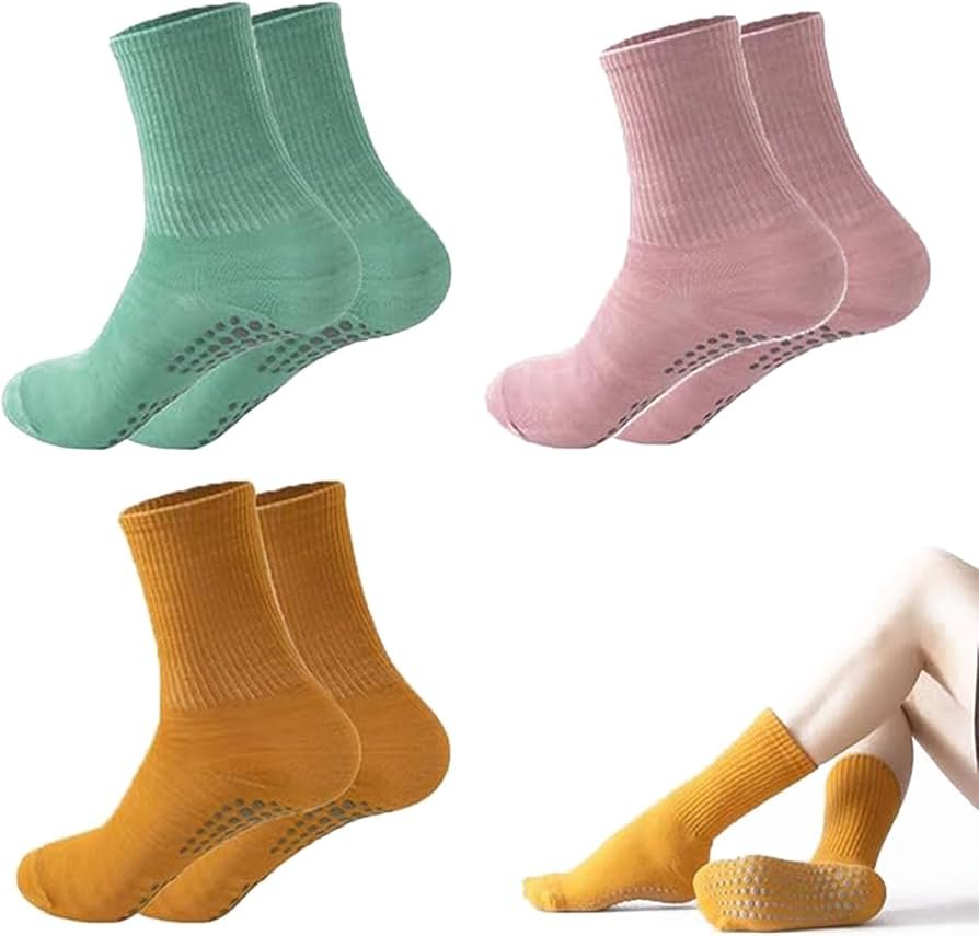 Ladies Non Slip Socks 3 Pairs - Various Designs / Colours