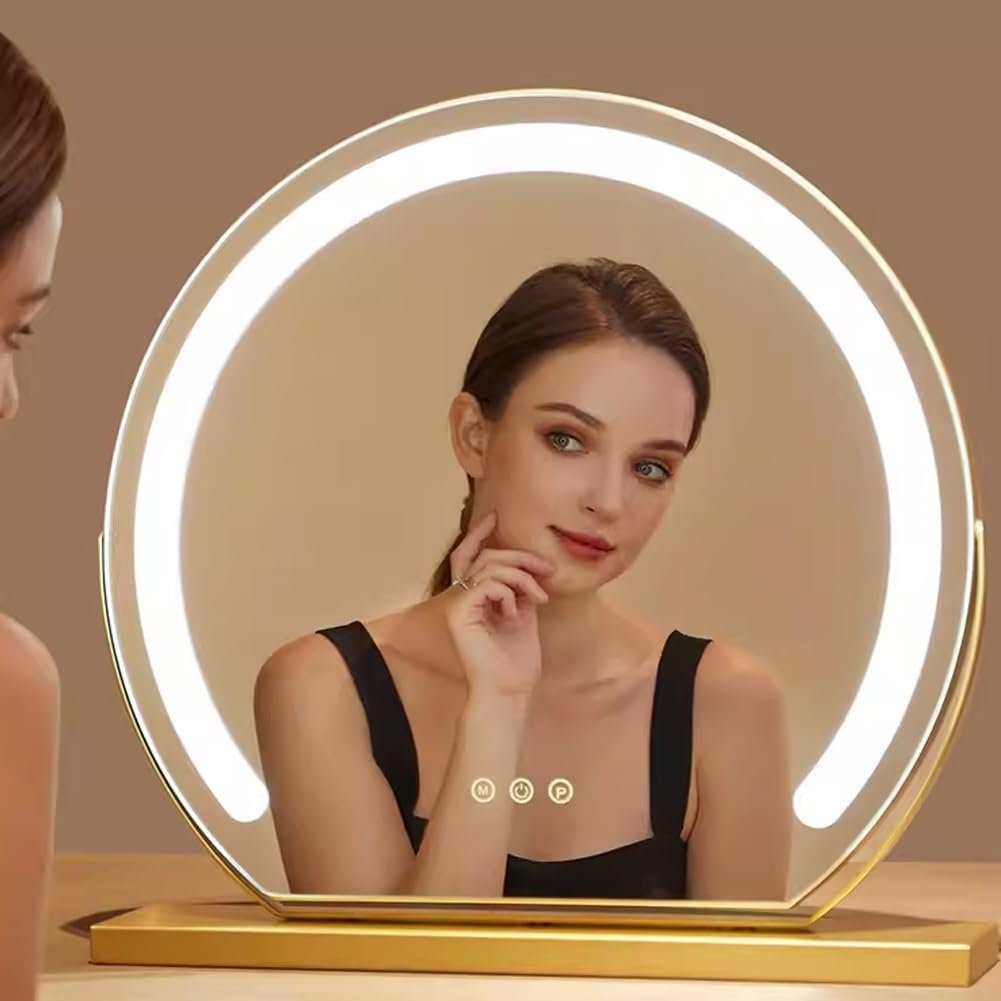 Large Makeup Mirror with Light, Vanity Mirror with Smart Button ...