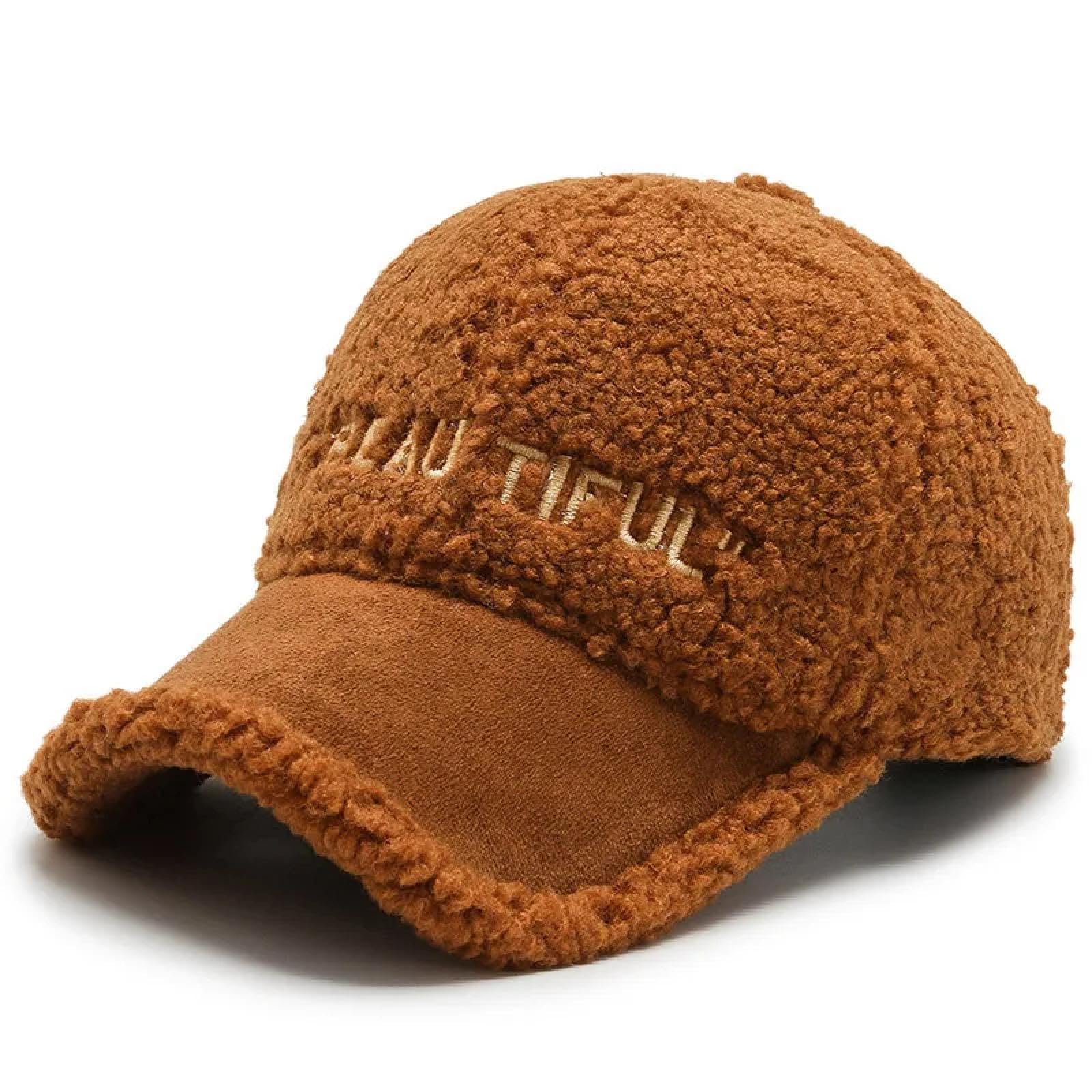 Men's Cap Hat White Baseball Cap for Women Elegant Warm Plush ...