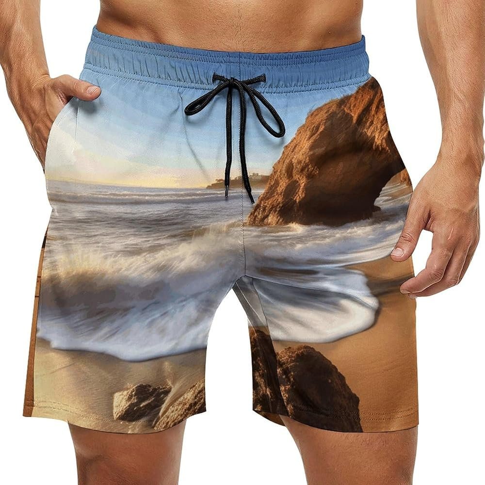 Mens Swim Trunks Quick Dry Boardshorts with Mesh Lining Above ...