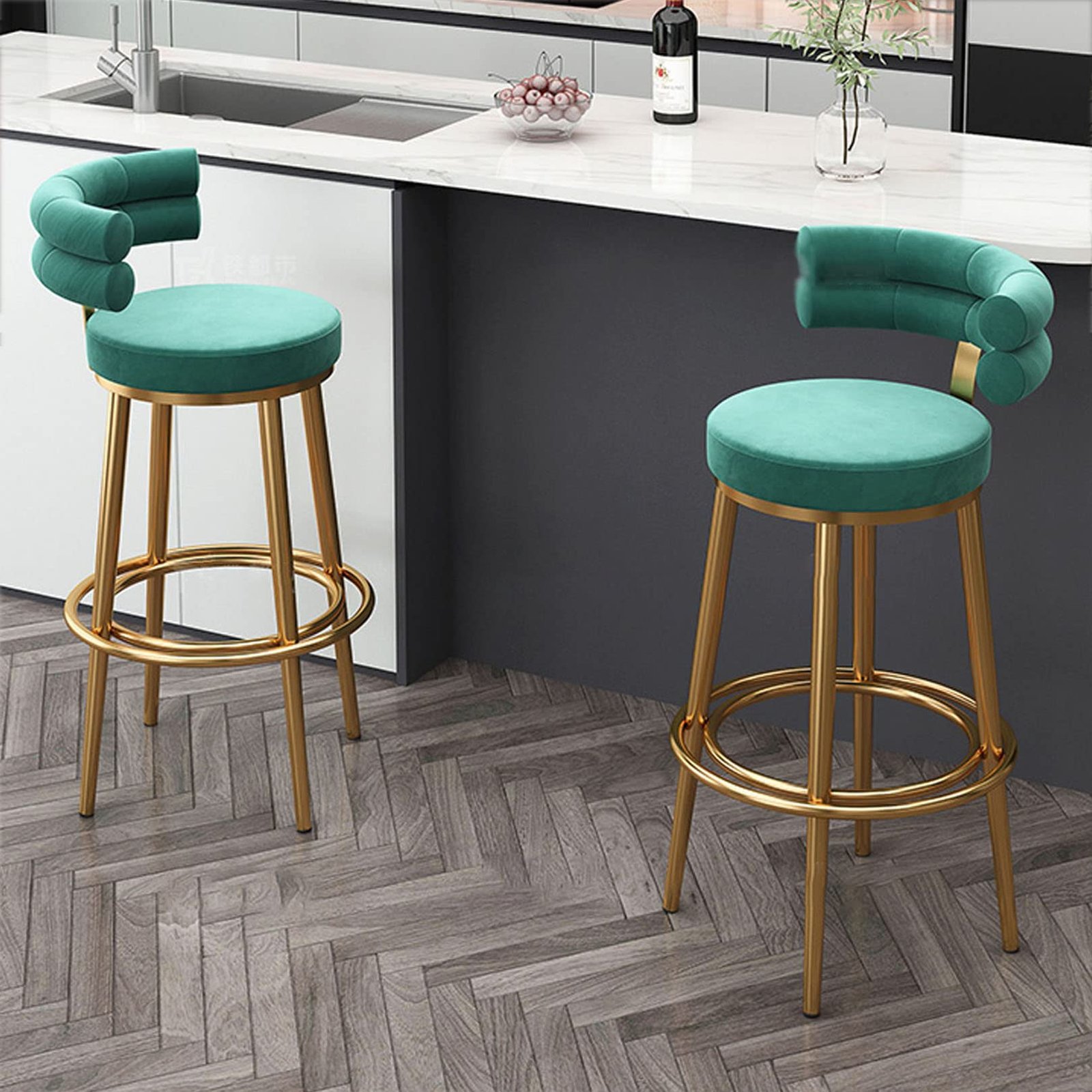 Modern Bar Stools, Counter Height Chairs with Gold Back ...