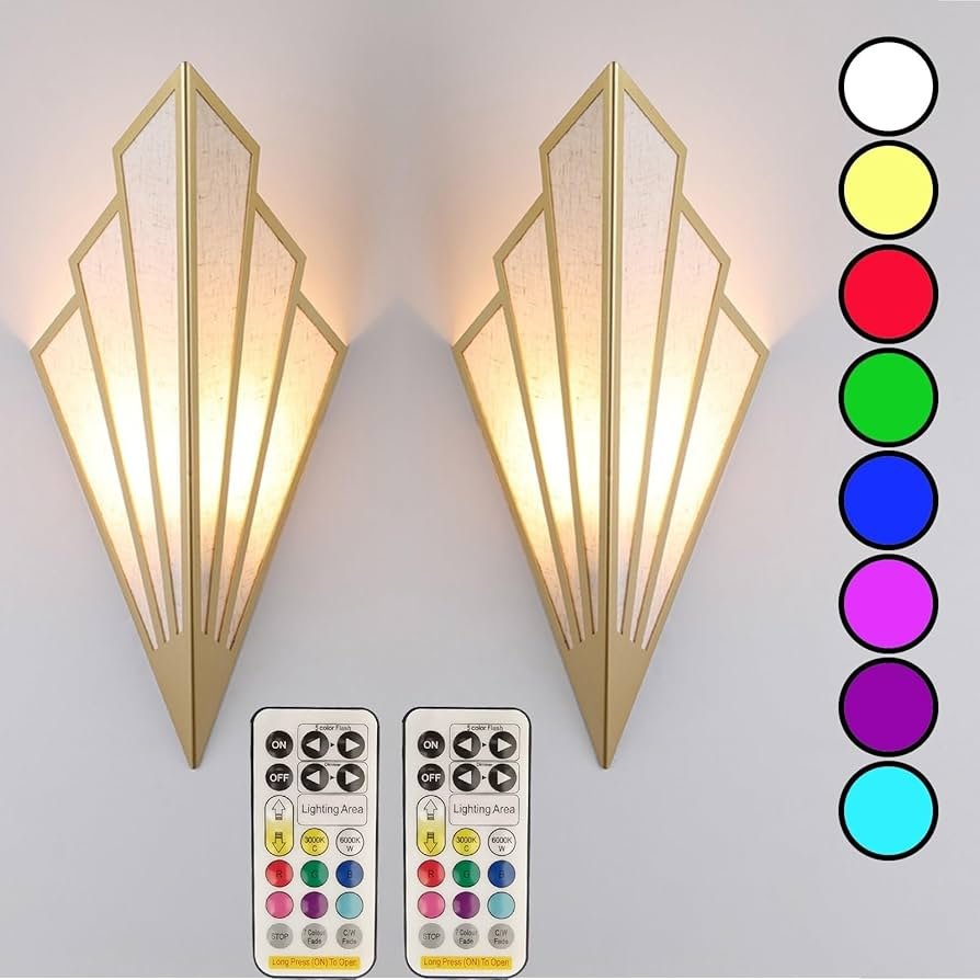 Modern Wall Sconces Set of Two Battery Operated Lighting Fixture ...