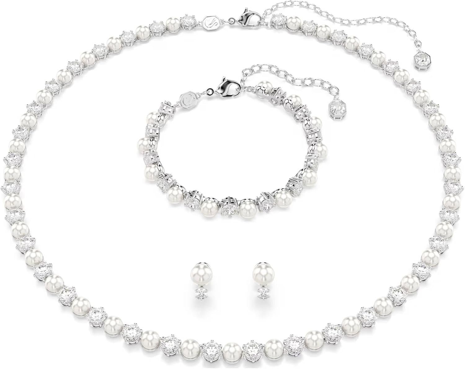 Moderne Ensembles Bracelet Et Boucles Doreilles Blanc - Swarovski