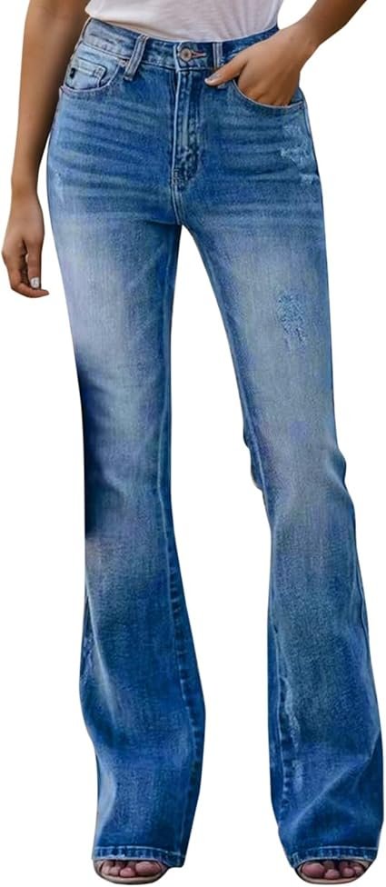 Pants Jeans Polyester High Waist Pocket Home Women ...