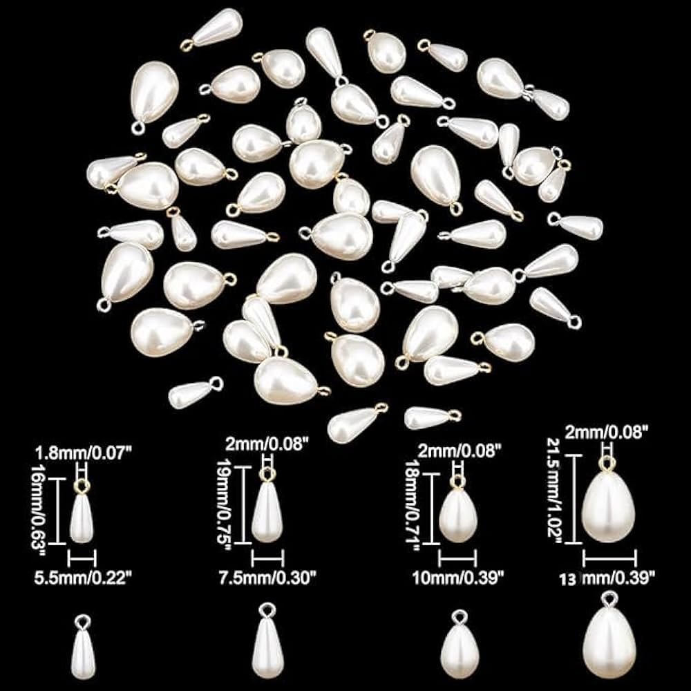 PH PandaHall 64pcs Pendentifs de perles en forme de larme, 4 ...