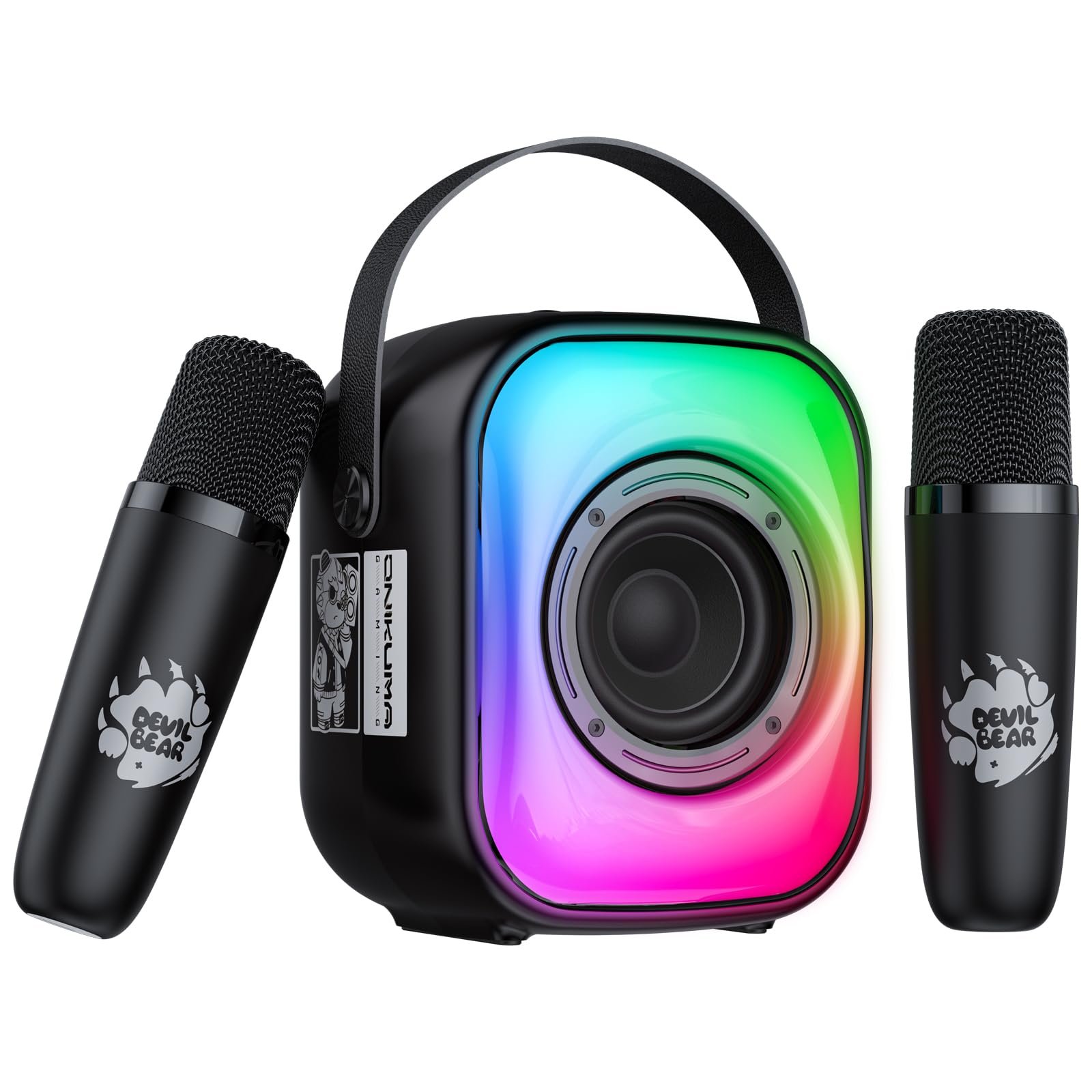 PHNIXGAM Mini Machine de karaoké avec Deux Microphones sans ...