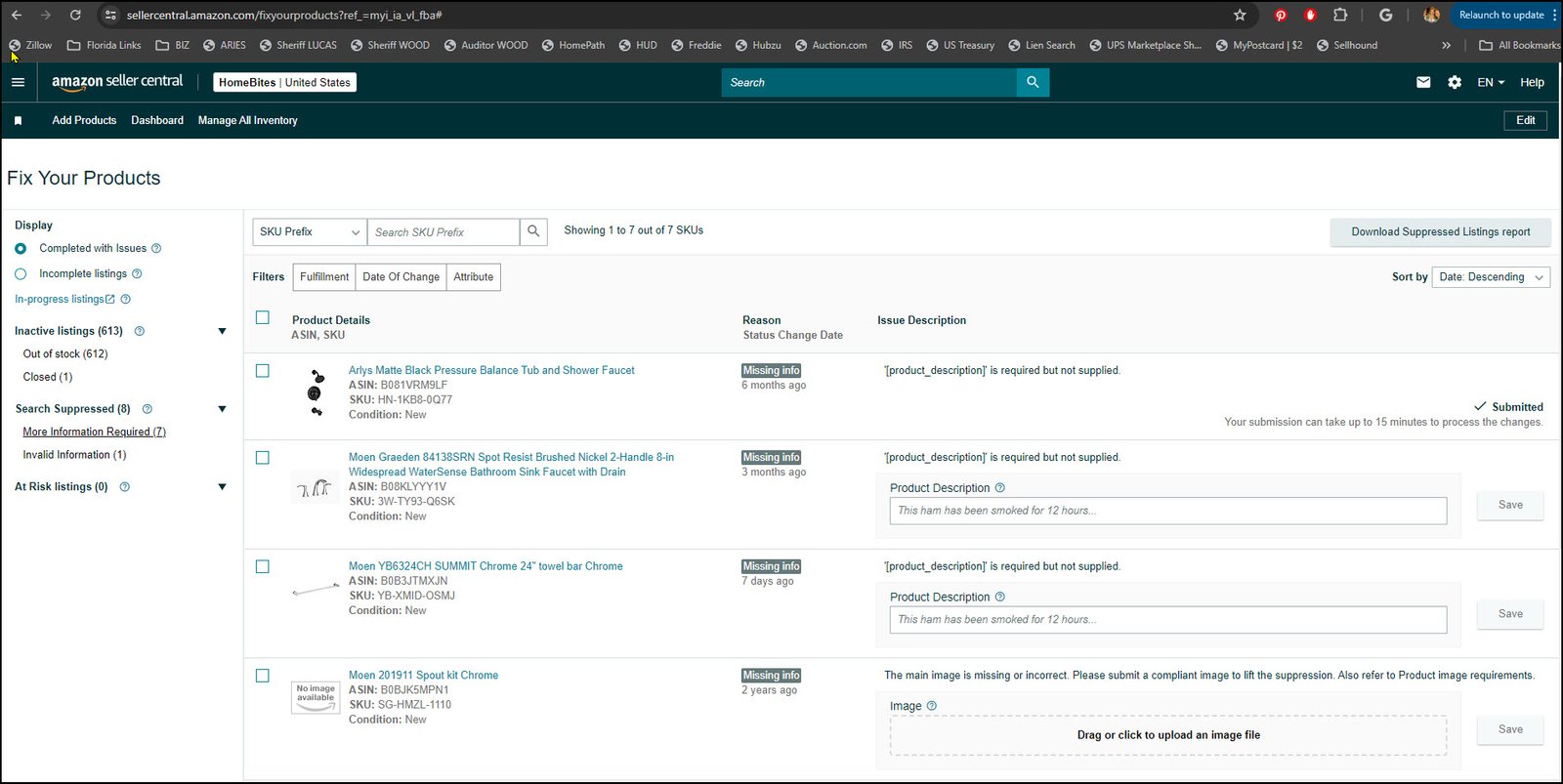 Product Upload Issues