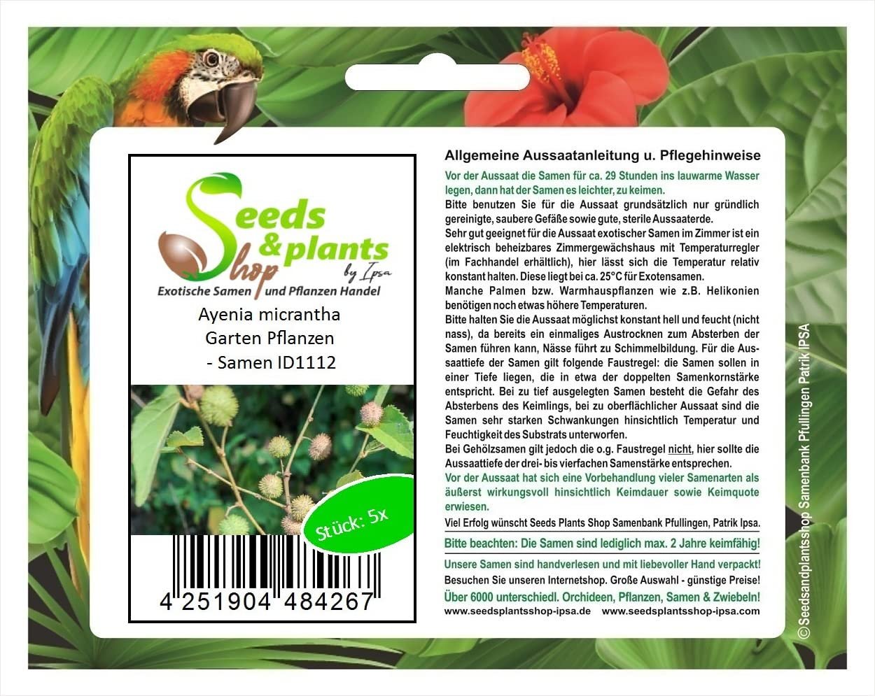 Seeds Plants Shop ID243 Lot de 5 graines de plantes de jardin ...