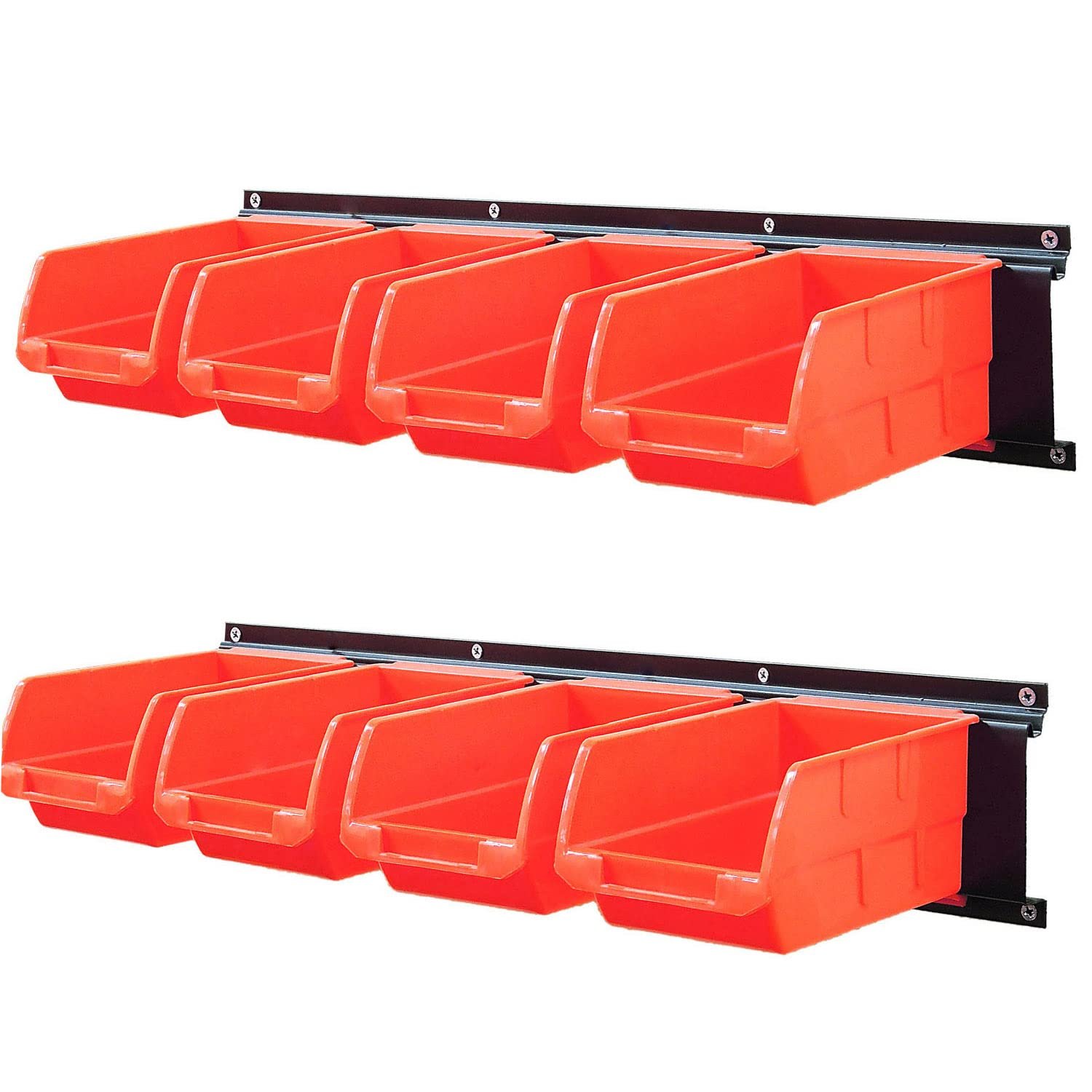 Wallmaster 8-Bin Storage Bins Garage Rack System 2-Tier Orange ...