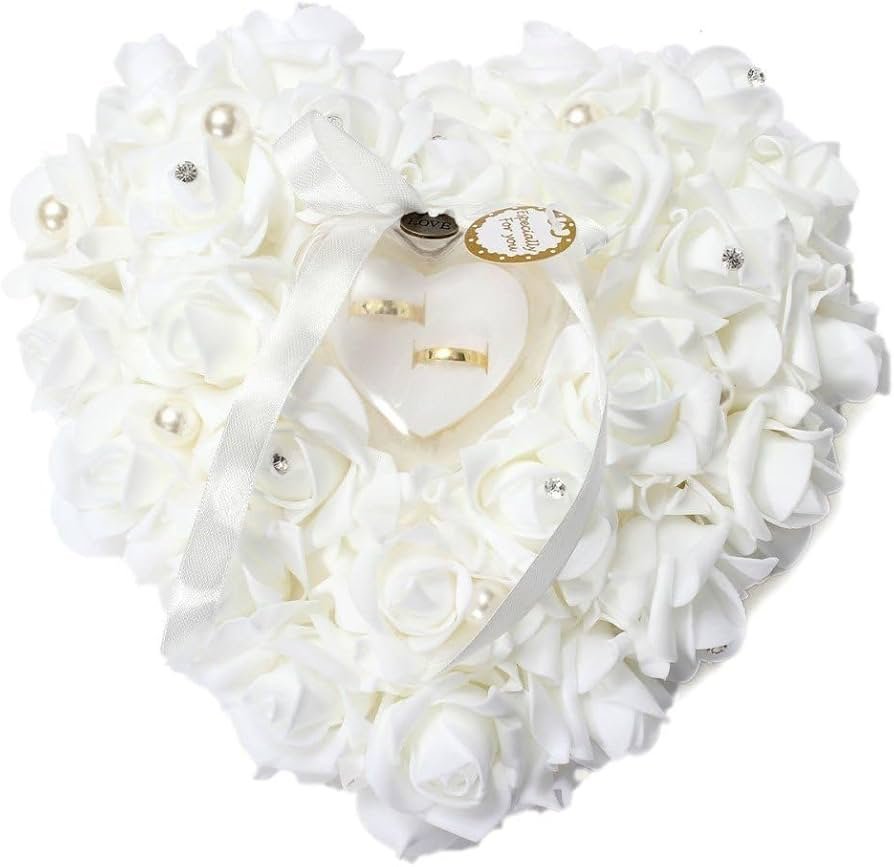 White Ring Cushion with Crystals & Heart (XNB002) by Wedding ...