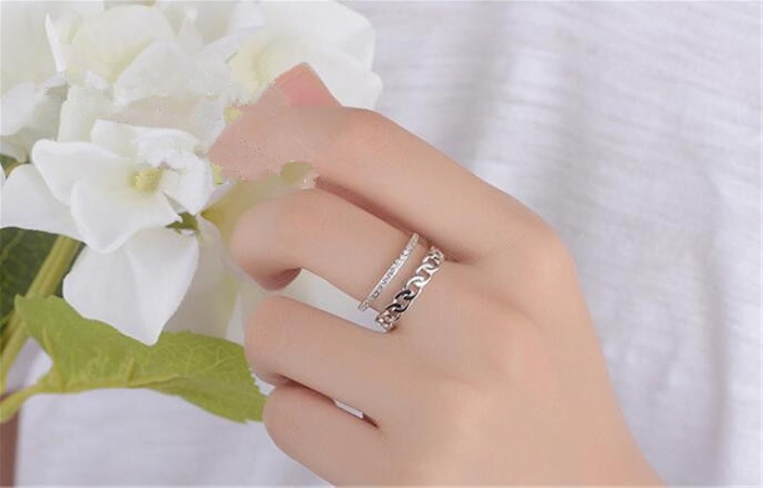 Wiftms 2pcs Femme Bagues Mode Réglable en Argent 925 Bagues ...