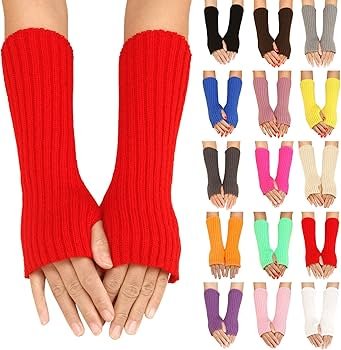 Women's Fingerless Gloves Autumn and Winter Solid Colour ...