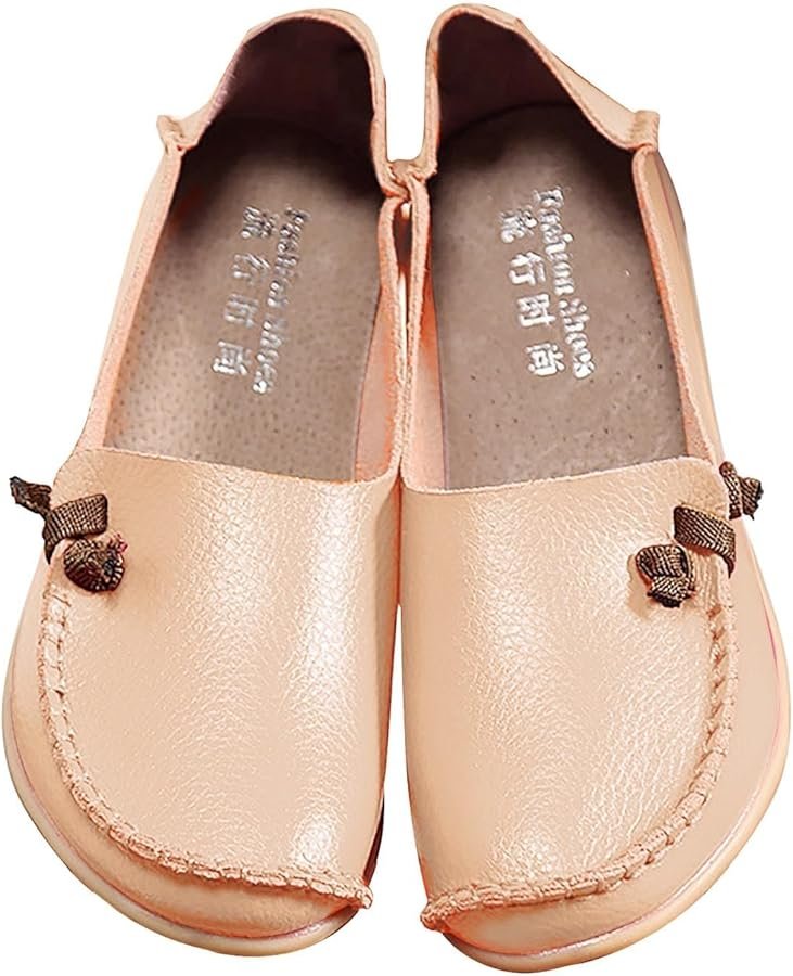 Women's Flat Loafers Casual Leather Shoes Comfortable Slip-on for ...