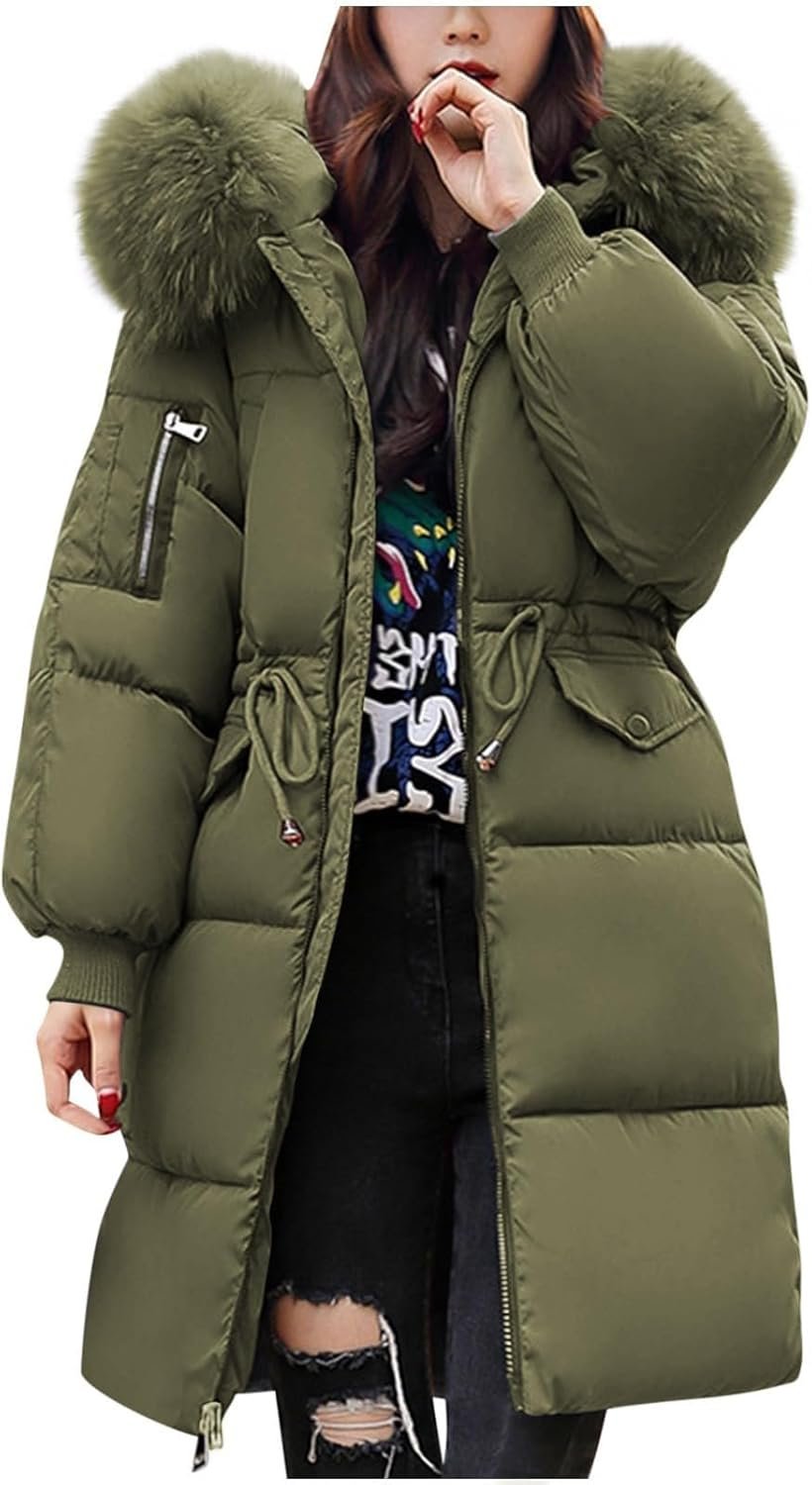 Women's Goose Feather Down Jacket Winter Mid Length ...