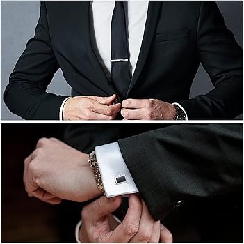 Wynameleri Classic Cufflinks and Tie Clips Set for Men Wedding ...