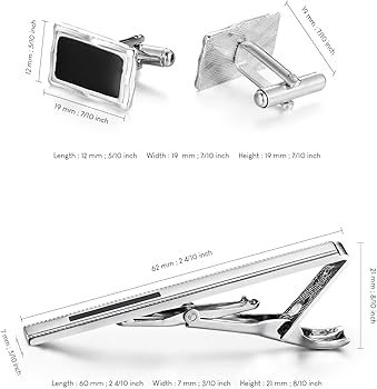 Wynameleri Classic Cufflinks and Tie Clips Set for Men Wedding ...