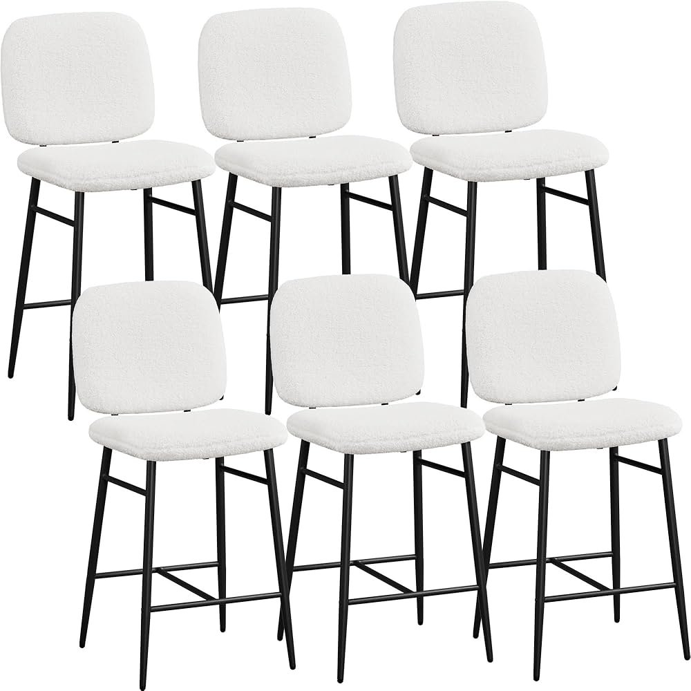 Yaheetech Set of 6 Padded Bar Stools Terry Cloth Seat Bar Chairs ...