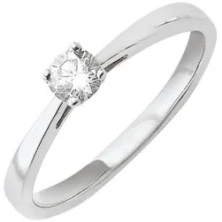 You - Bague Solitaire - Or Blanc 18 Carats (750) Diamant ...