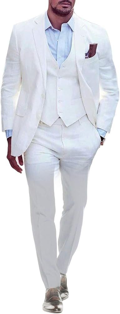 YYI White Wedding Suits for Men 3 Piece Tuxedos Groom