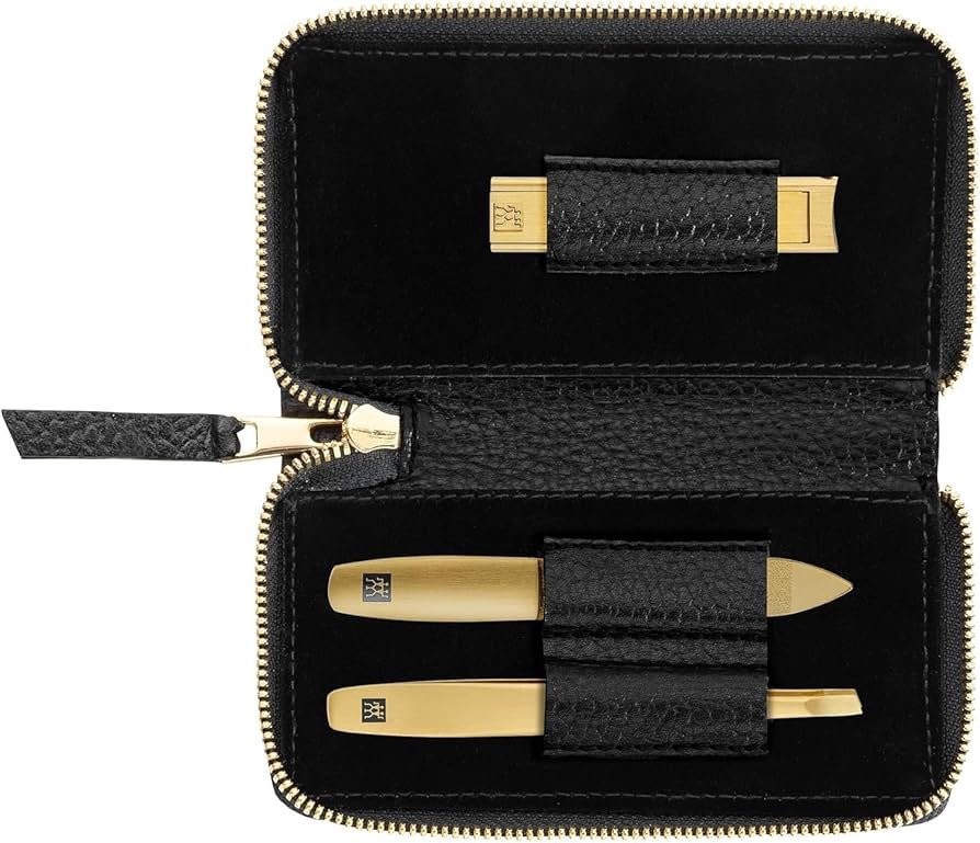 ZWILLING Manicure Kit (3 Pieces, Black Genuine Leather Case ...