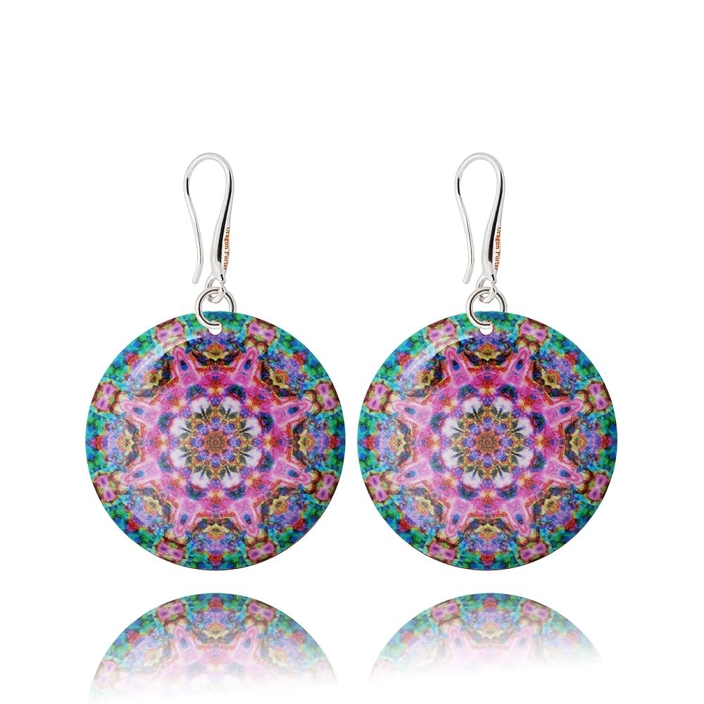 Boho Grosse Rond Boucles d'Oreilles Pendantes Mandala Design ...