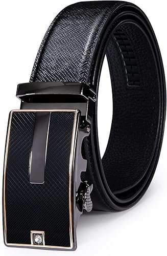 Overhills Ceinture Cuir Noir Boucle Automatique Homme