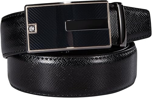 Overhills Ceinture Cuir Noir Boucle Automatique Homme