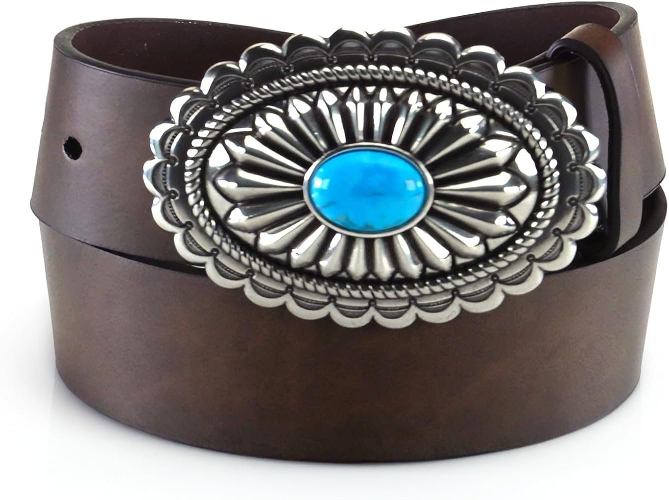 ARIAT Ceinture ovale à boucle concho pour femme, marron, S (30" taille)