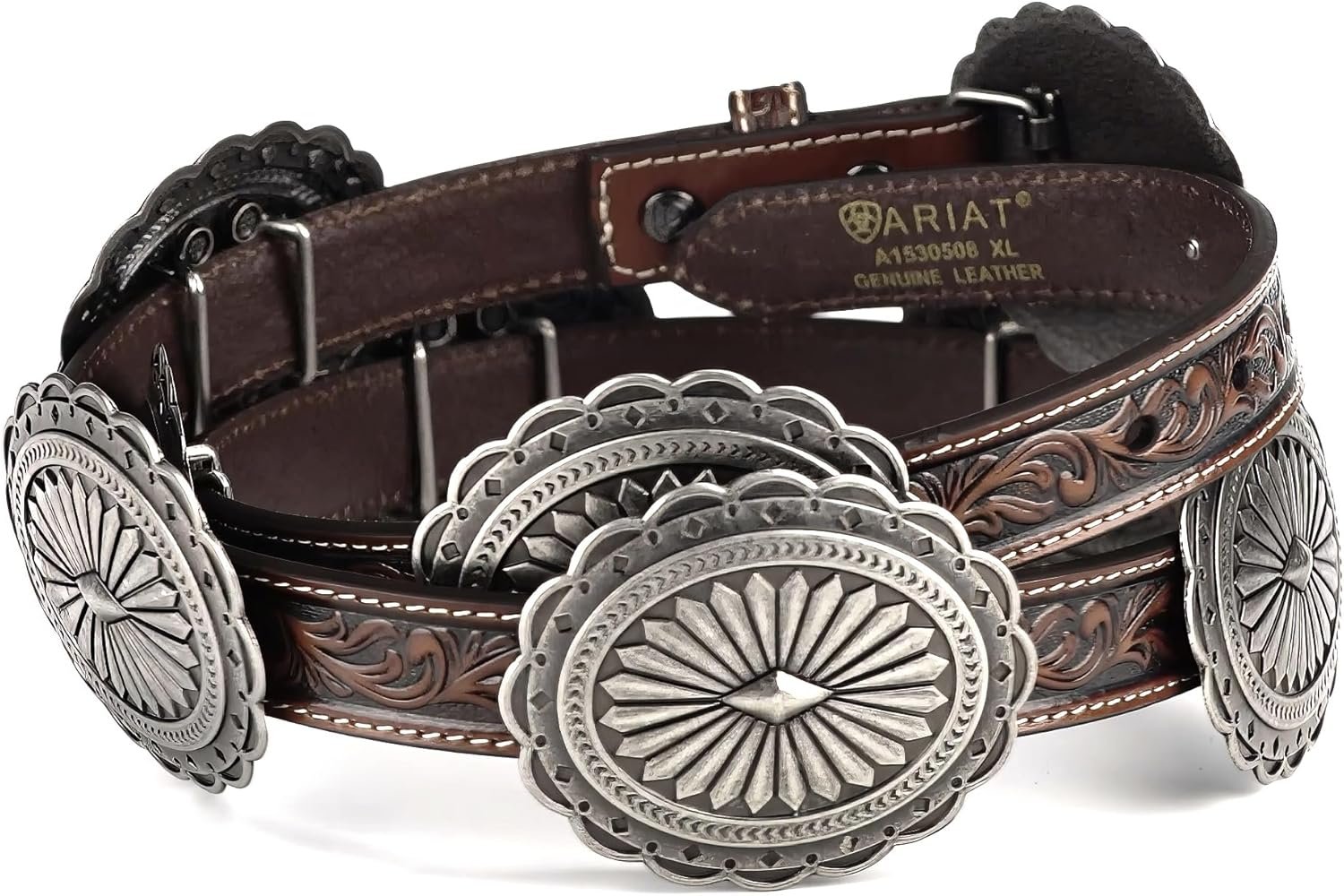 ARIAT Ceinture ovale à boucle concho pour femme, marron, S (30" taille)