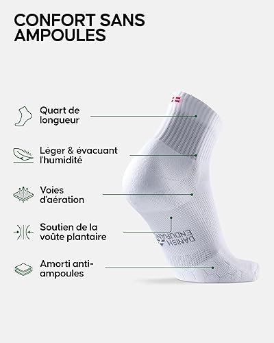DANISH ENDURANCE Chaussettes Running Anti-Ampoules Lot 3