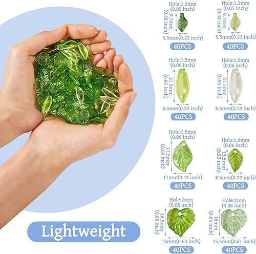 Craftdady Lot de 320 pendentifs de feuilles transparentes ...