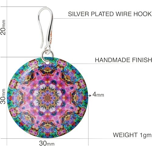 Boho Grosse Rond Boucles d'Oreilles Pendantes Mandala Design Leger Bijoux pour Femme (Style 27 - Rose Fonce)
