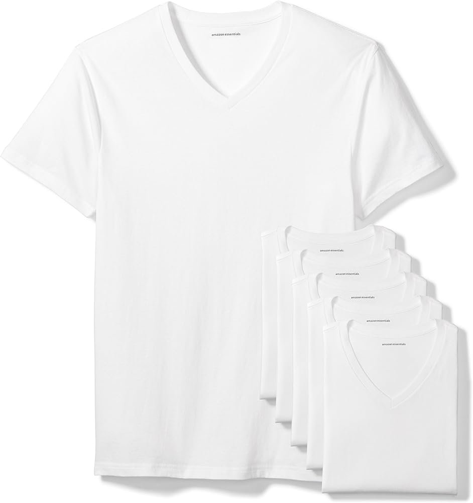 Amazon Essentials Men's Cotton Breathable V Neck Undershirt 6 Pack