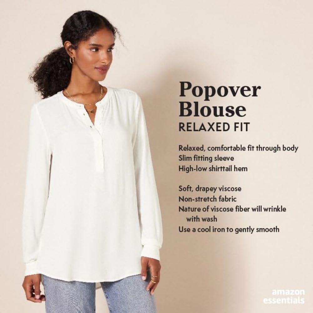 Amazon Essentials Women's Long Sleeve Woven Blouse