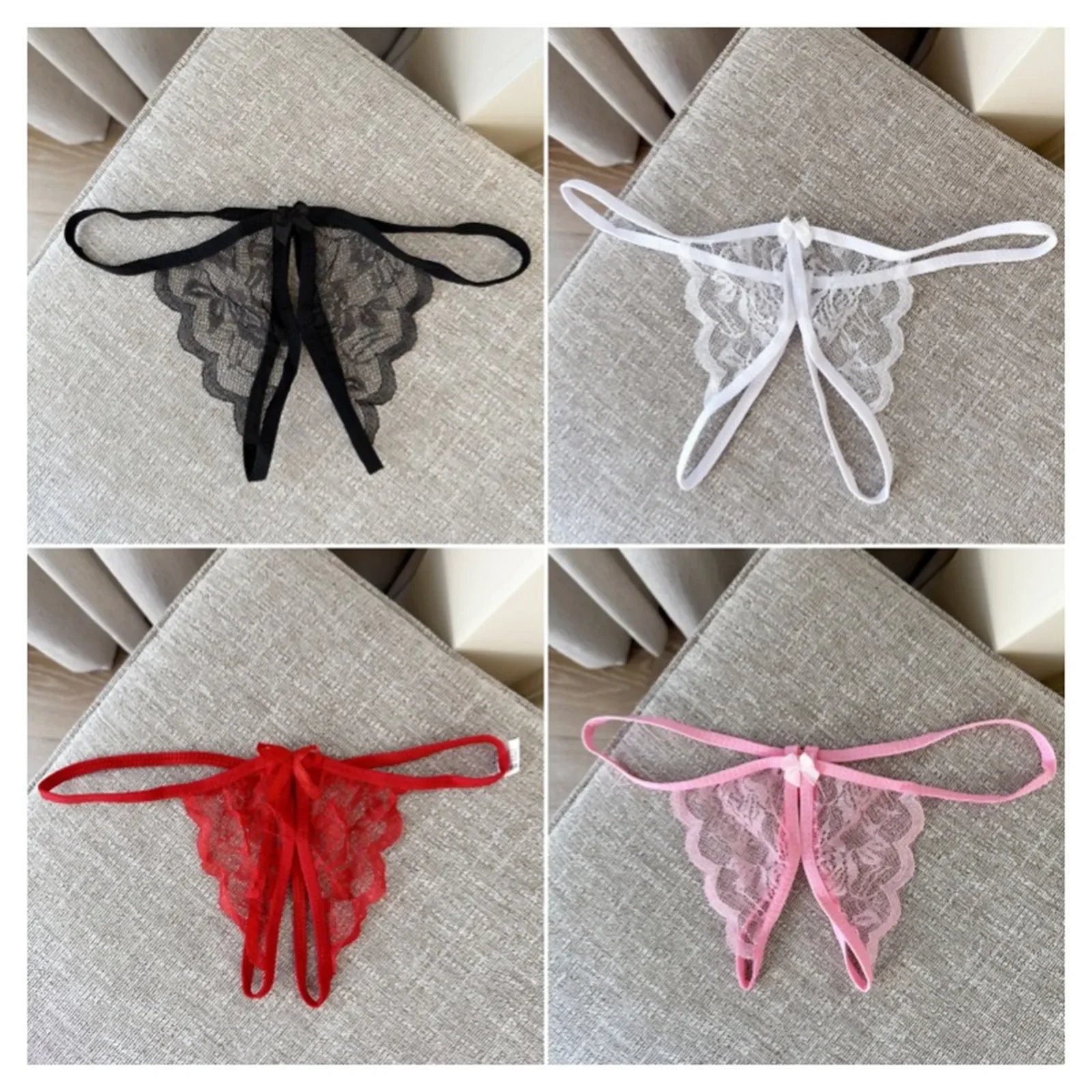 ohyeahlady Women's Open Tanga Large Size Thong Split Lace Panties Chic Hot