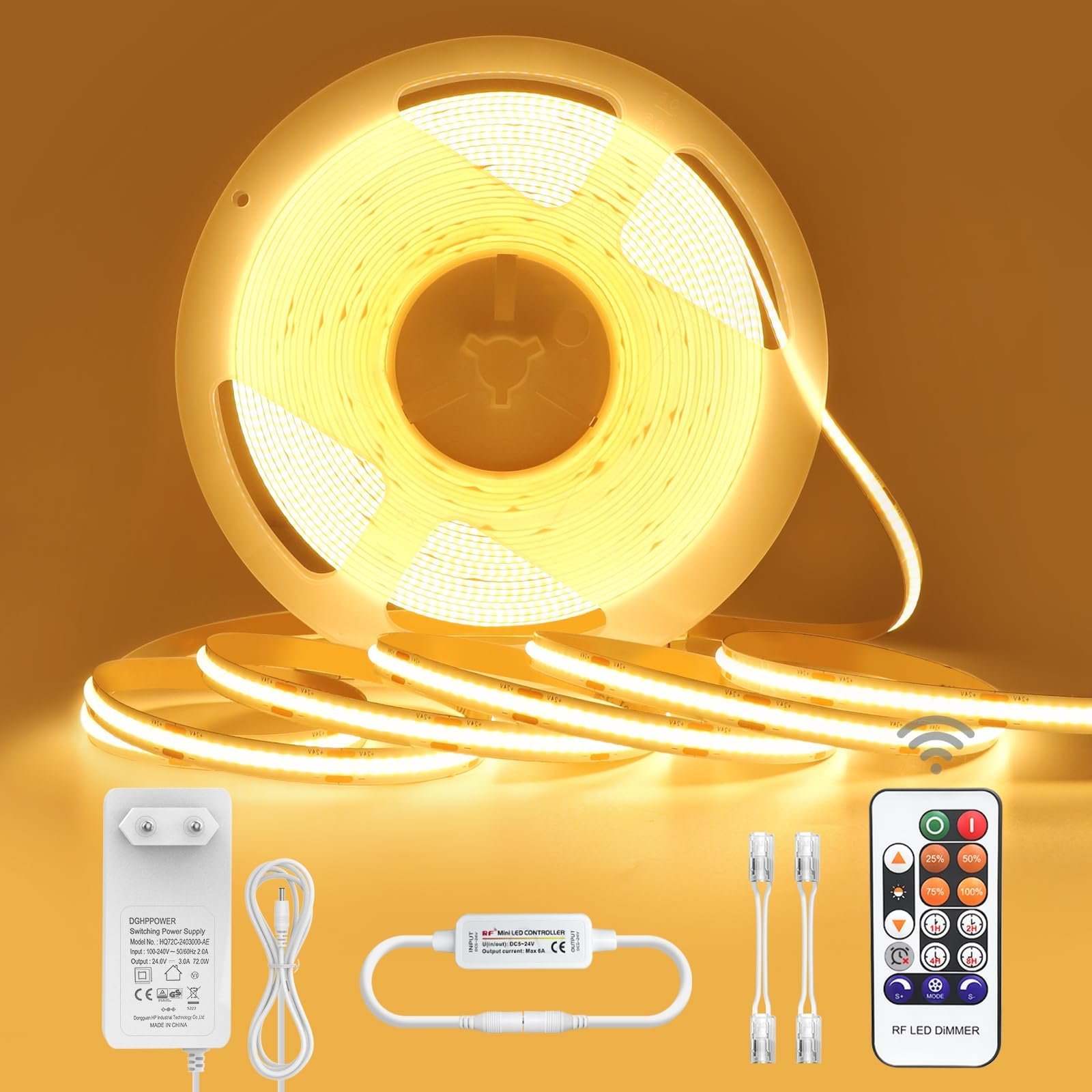 Ruban LED RGB de 10 mètres avec télécommande.